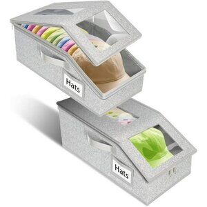 Stackable hat storage boxes for baseball caps closet organizer holds up to 30 ha